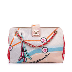 CC Printed Canvas Eiffel Tower Shoulder Bag