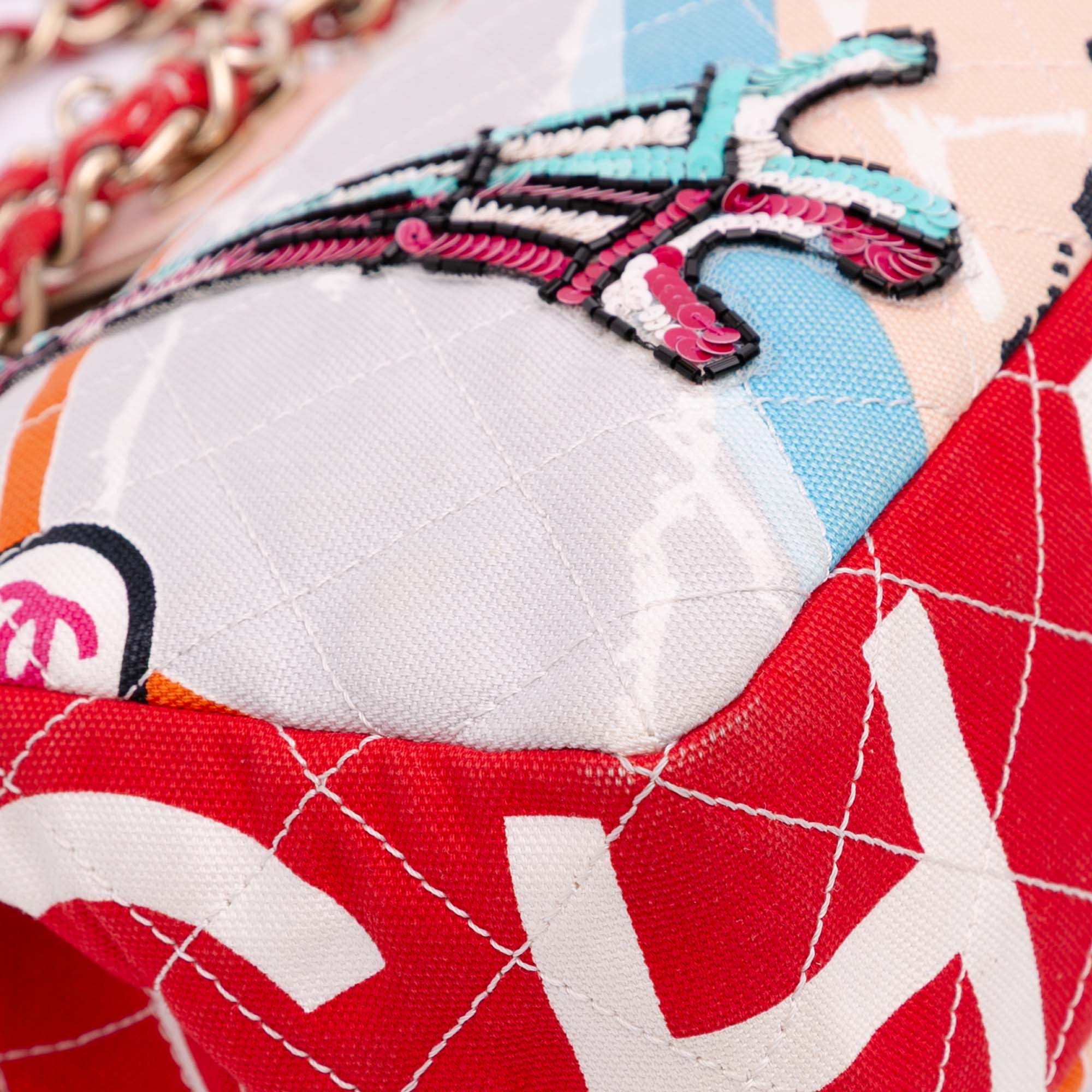 CC Printed Canvas Eiffel Tower Shoulder Bag