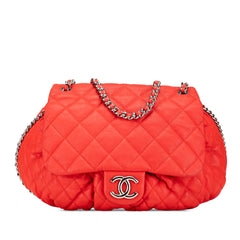 Large Quilted Lambskin Chain Around Flap
