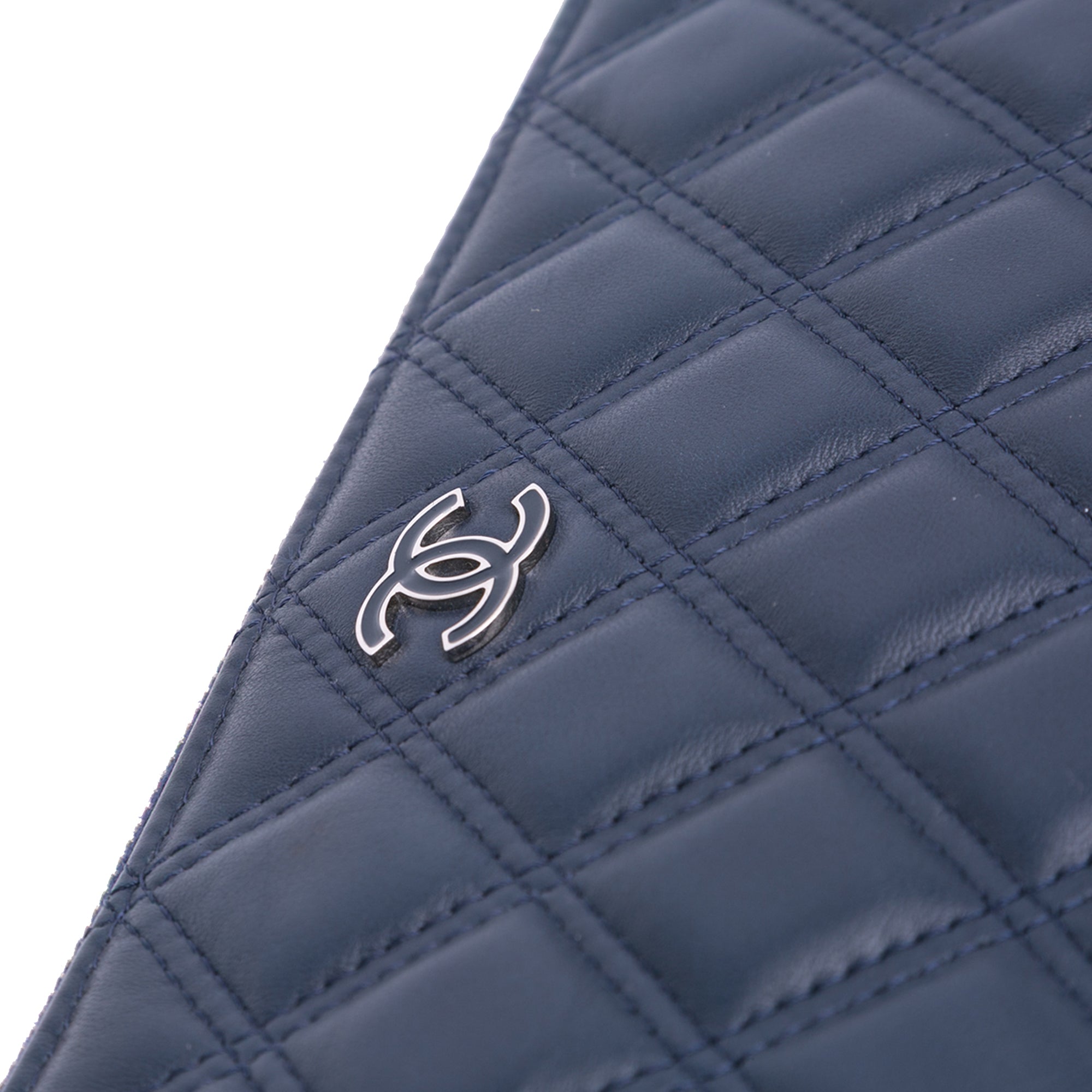 CC Quilted Lambskin Double Stitch Clutch