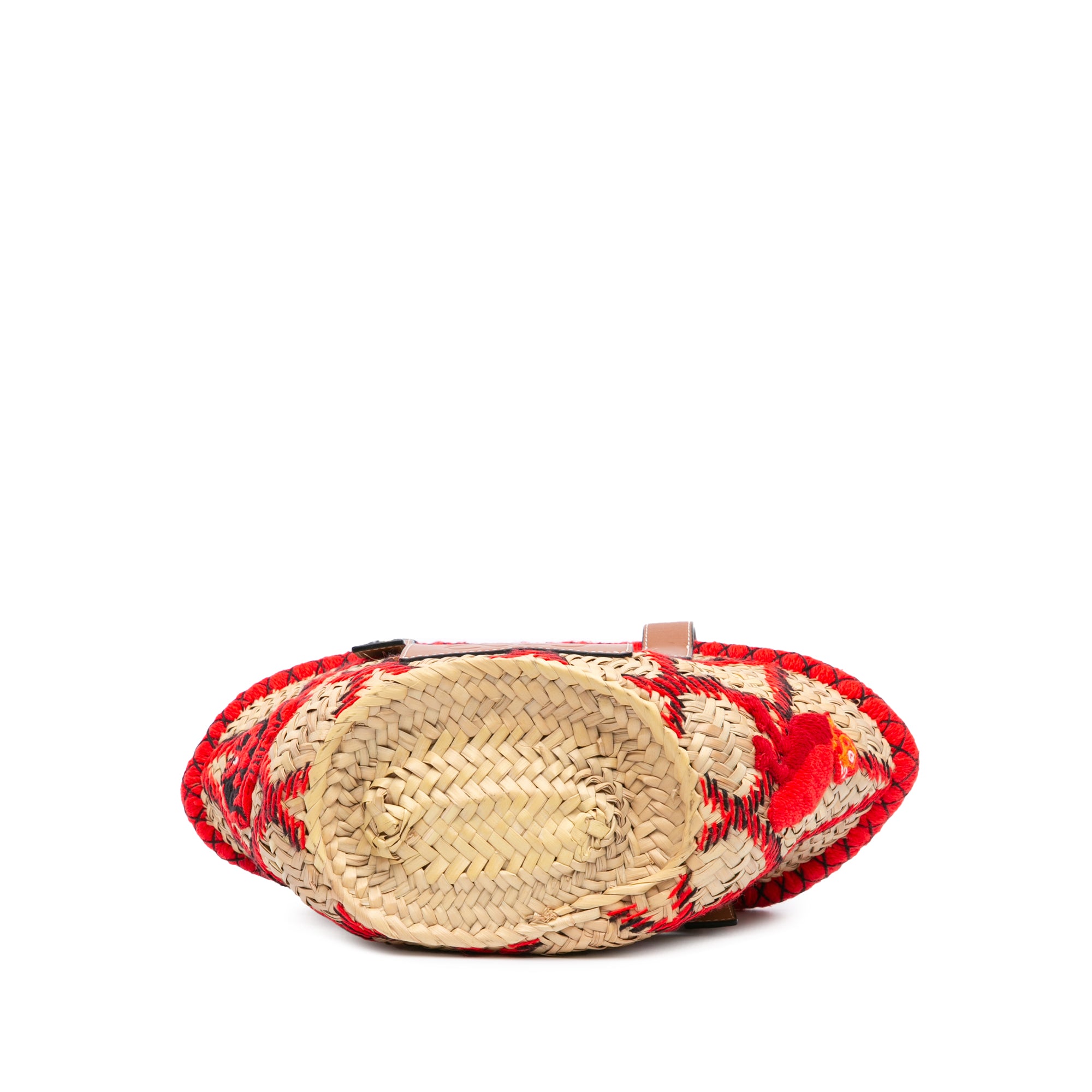 Small Raffia Animal Embroidered Basket Tote