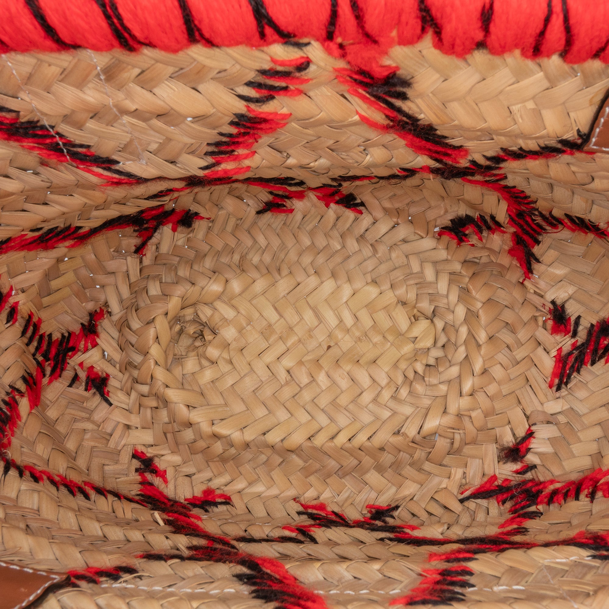 Small Raffia Animal Embroidered Basket Tote