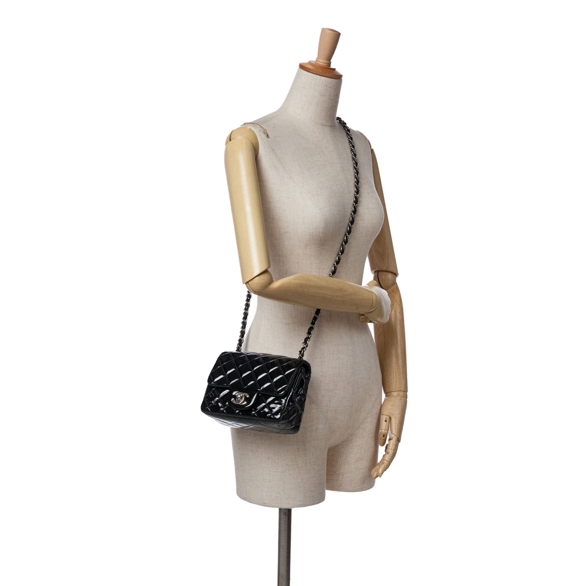Mini Square Classic Patent Single Flap