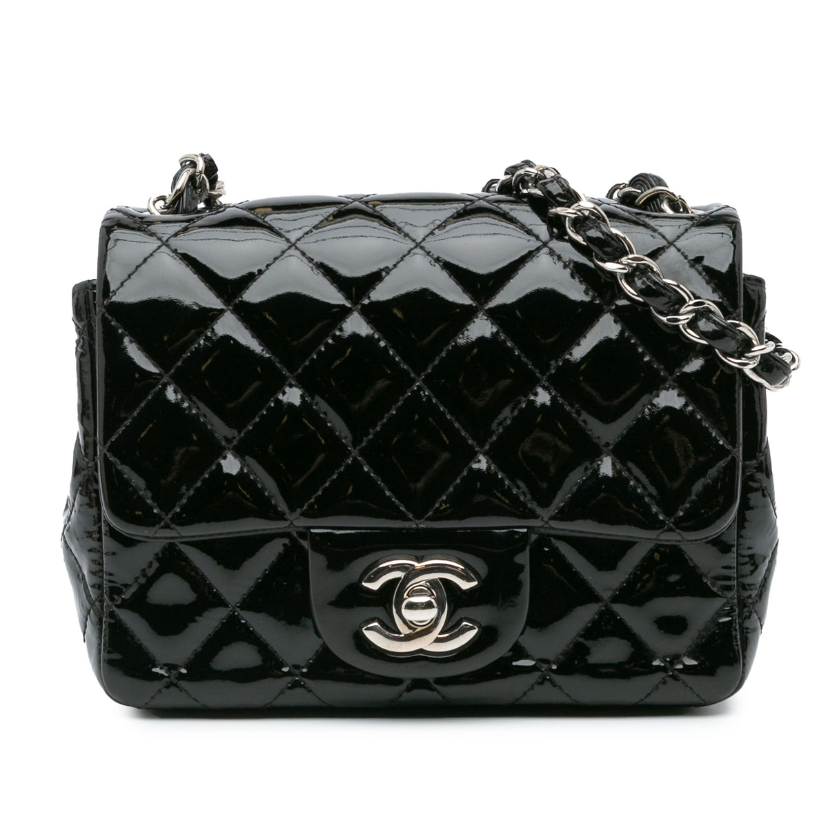 Mini Square Classic Patent Single Flap