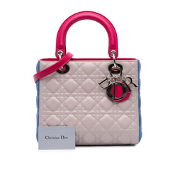 Medium Tricolor Lambskin Cannage Lady Dior