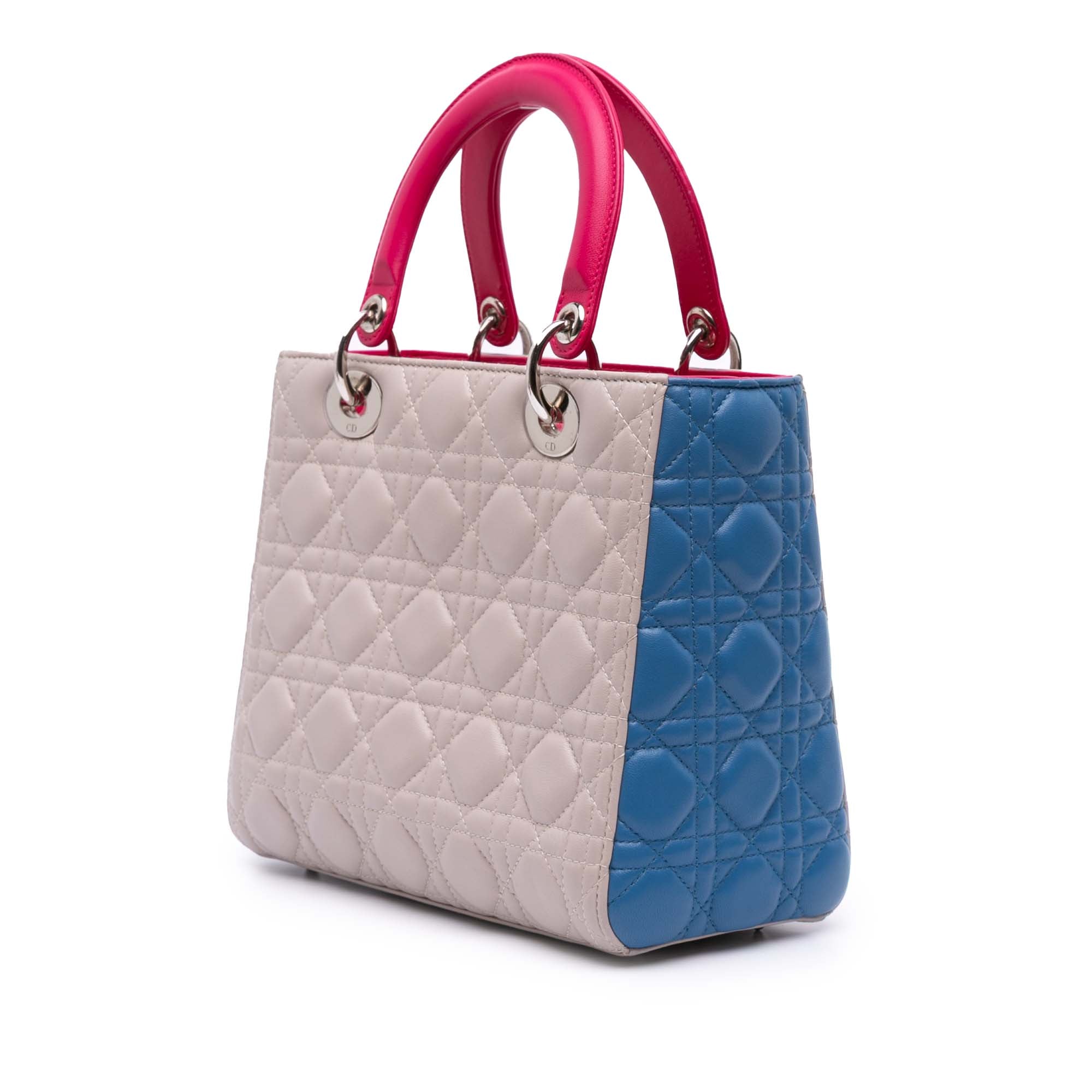 Medium Tricolor Lambskin Cannage Lady Dior