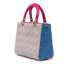 Medium Tricolor Lambskin Cannage Lady Dior