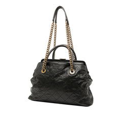 Quilted Glazed Caviar Frame Tote