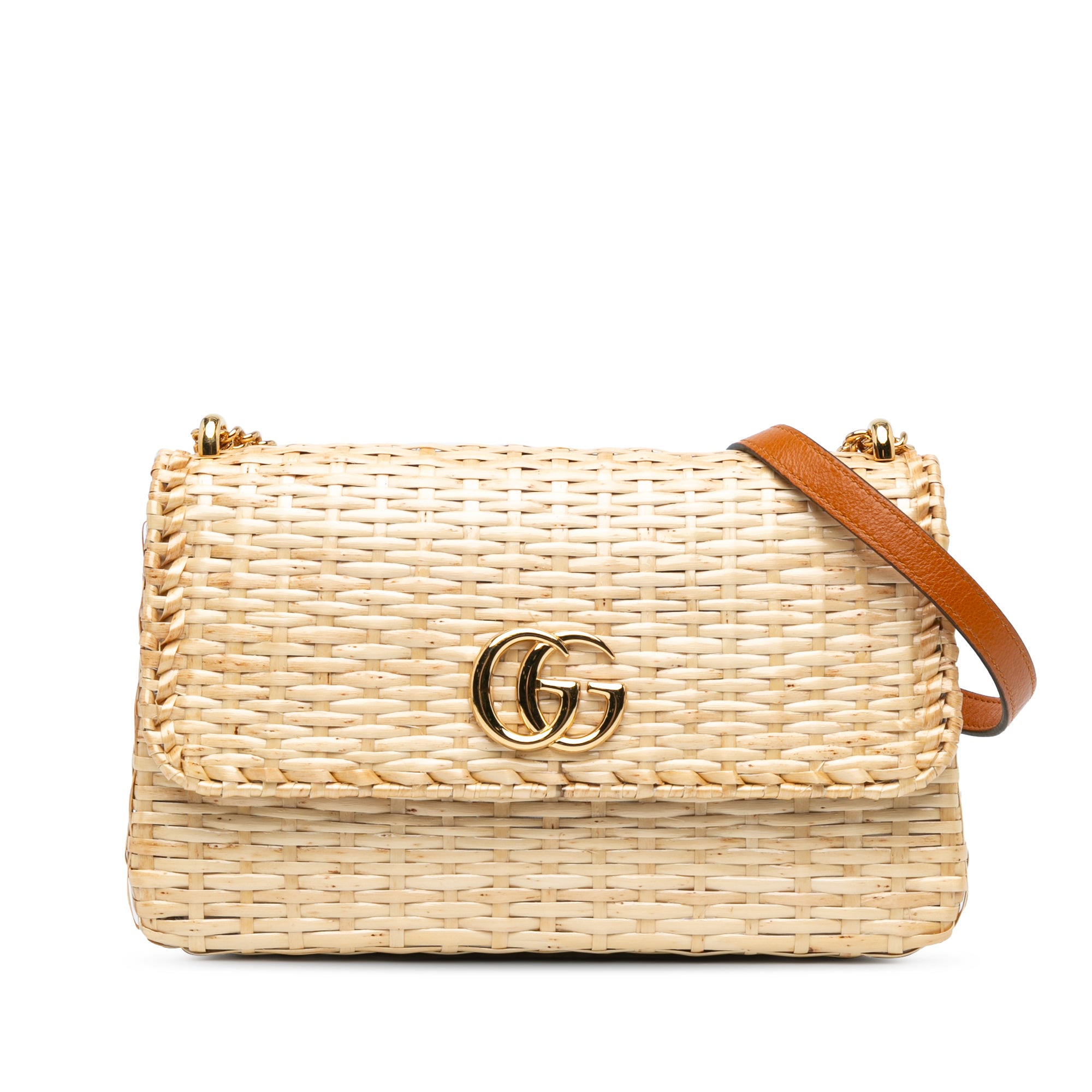 Small GG Marmont Glazed Wicker Flap