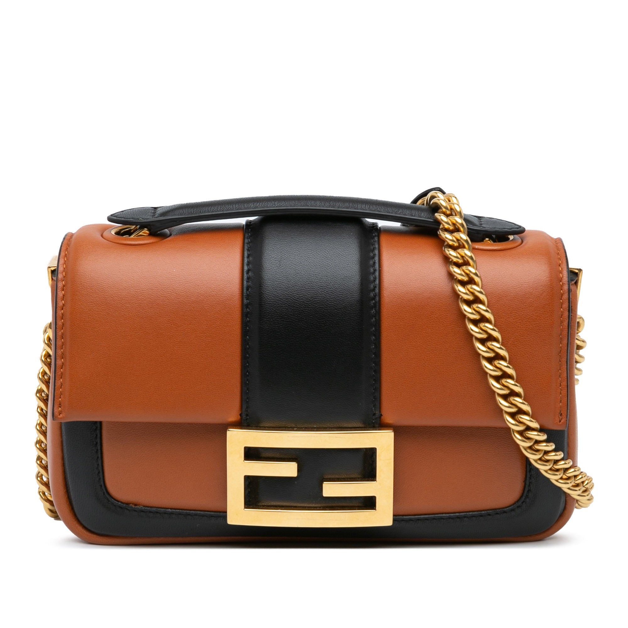 Mini Bicolor Nappa Chain Baguette Shoulder Bag