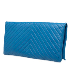 CC Chevron Lambskin Fold Over Clutch