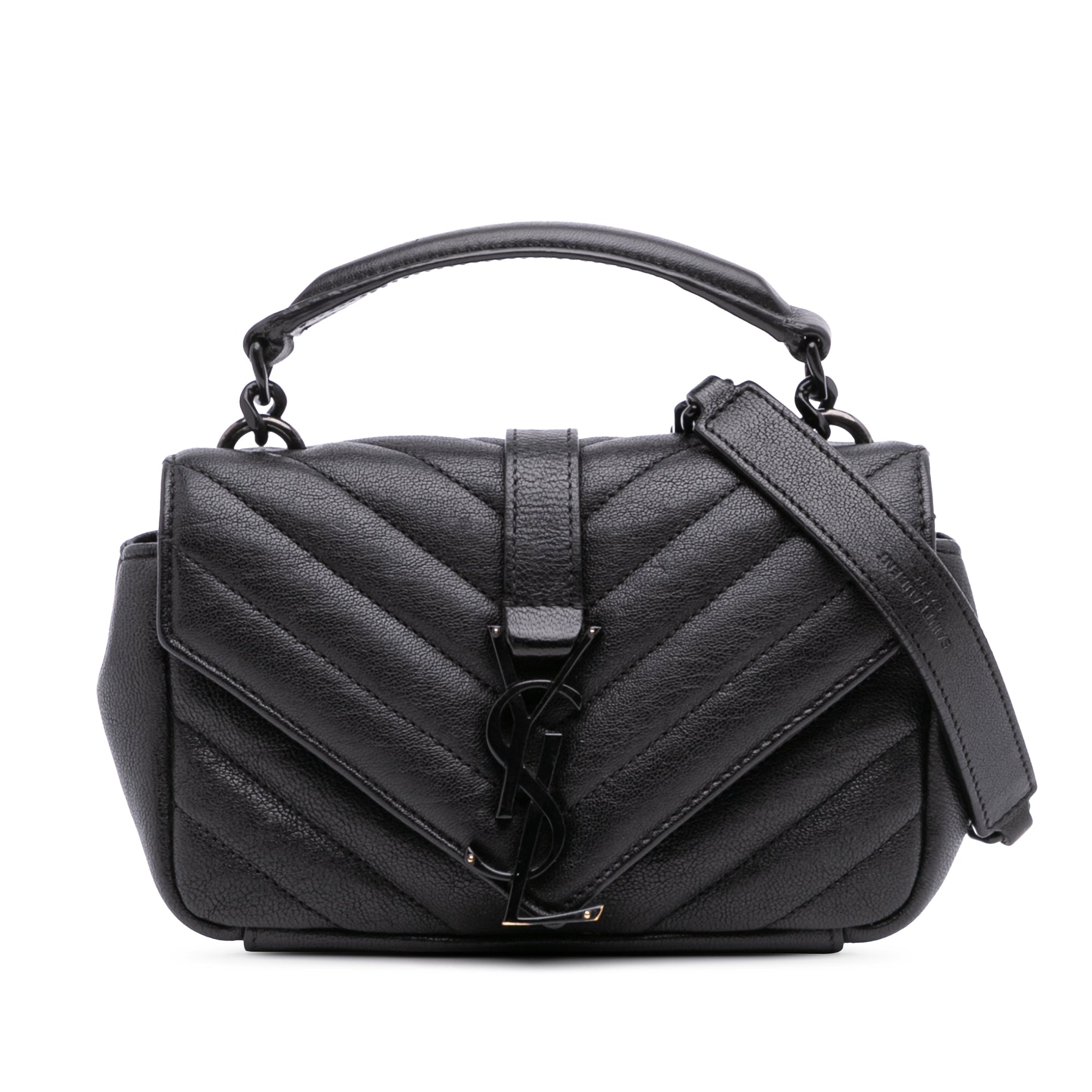 Mini Chevron Sheepskin Monogram College Satchel