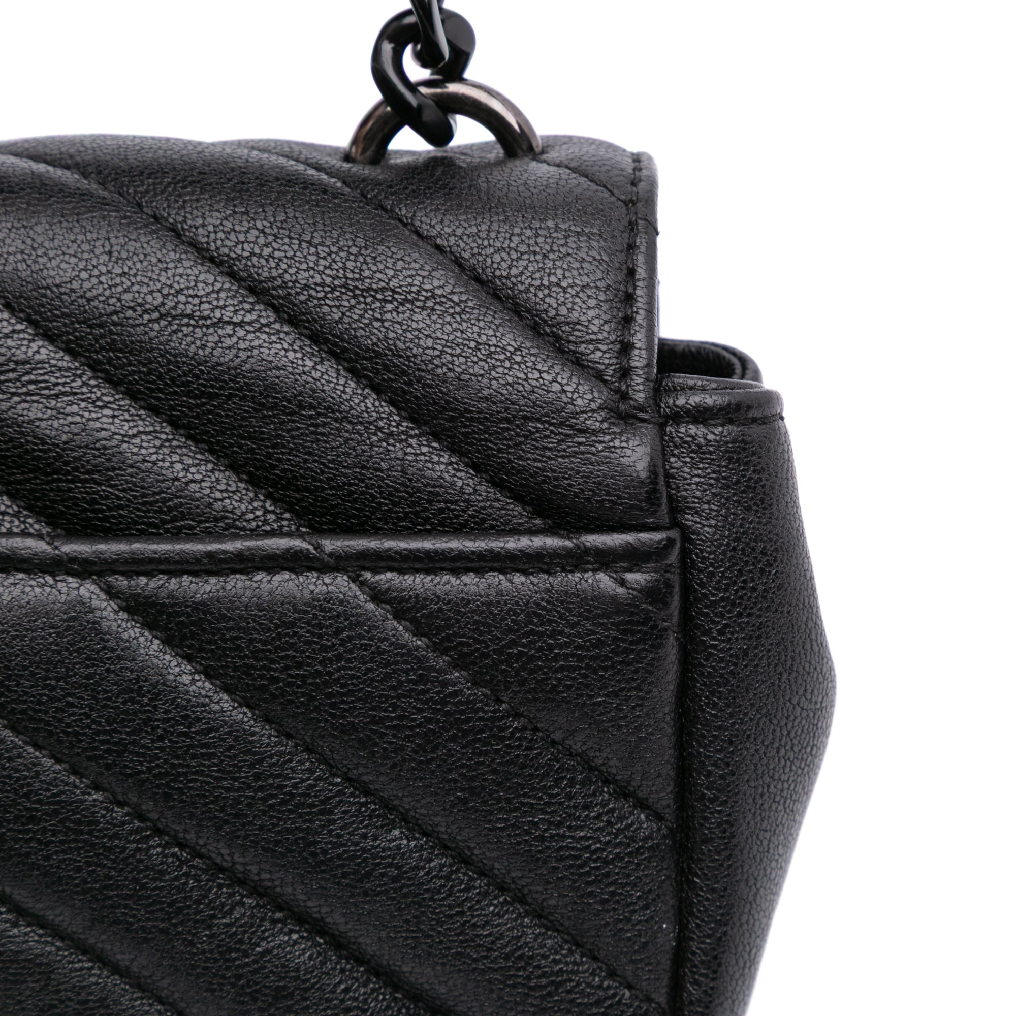 Mini Chevron Sheepskin Monogram College Satchel