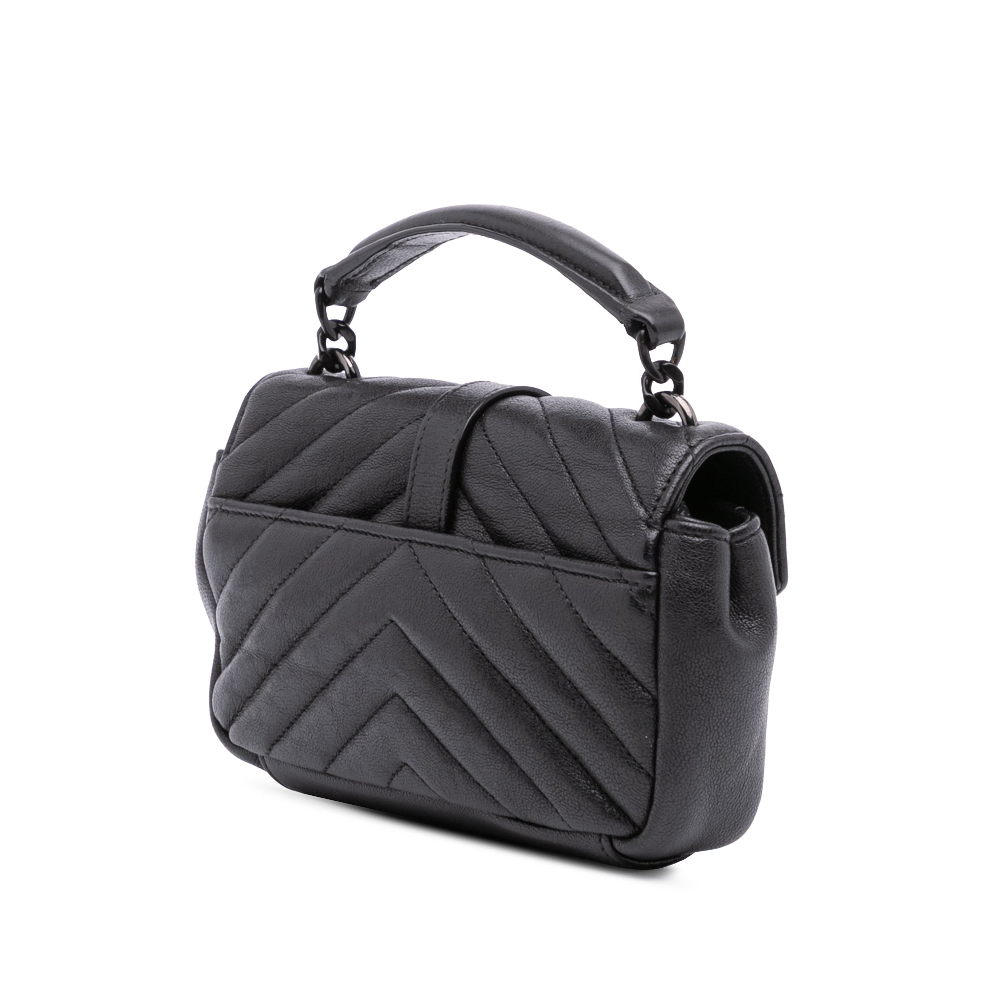 Mini Chevron Sheepskin Monogram College Satchel