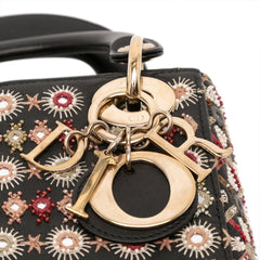 Mini Calfskin Beaded Embroidered Lady Dior