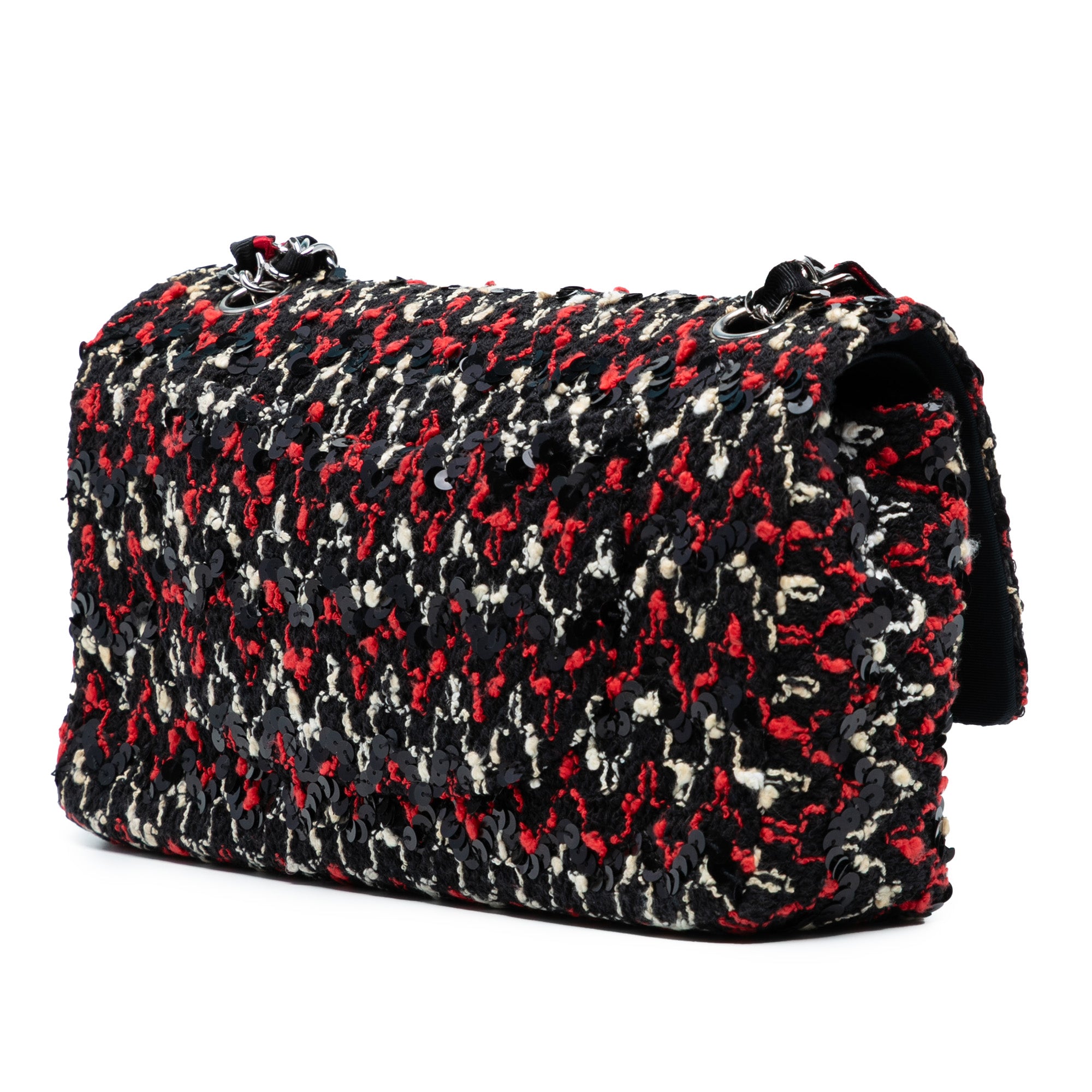 Medium Classic Sequined Tweed Double Flap