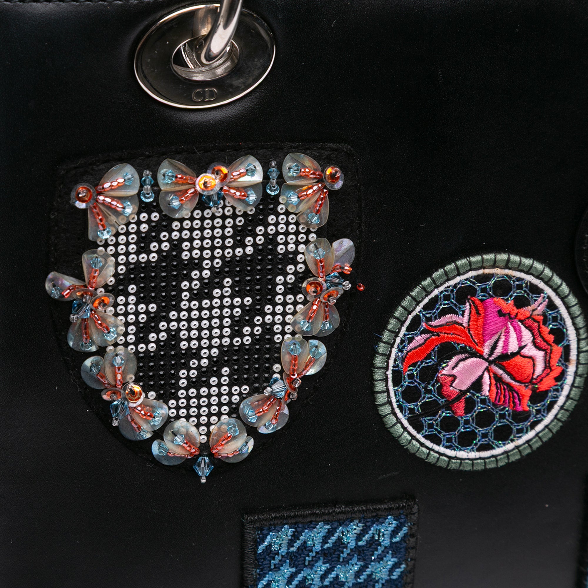Medium Calfskin Patch Embellished Lady Dior