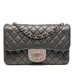 Small Quilted Iridescent Calfskin Crystal Single Flap