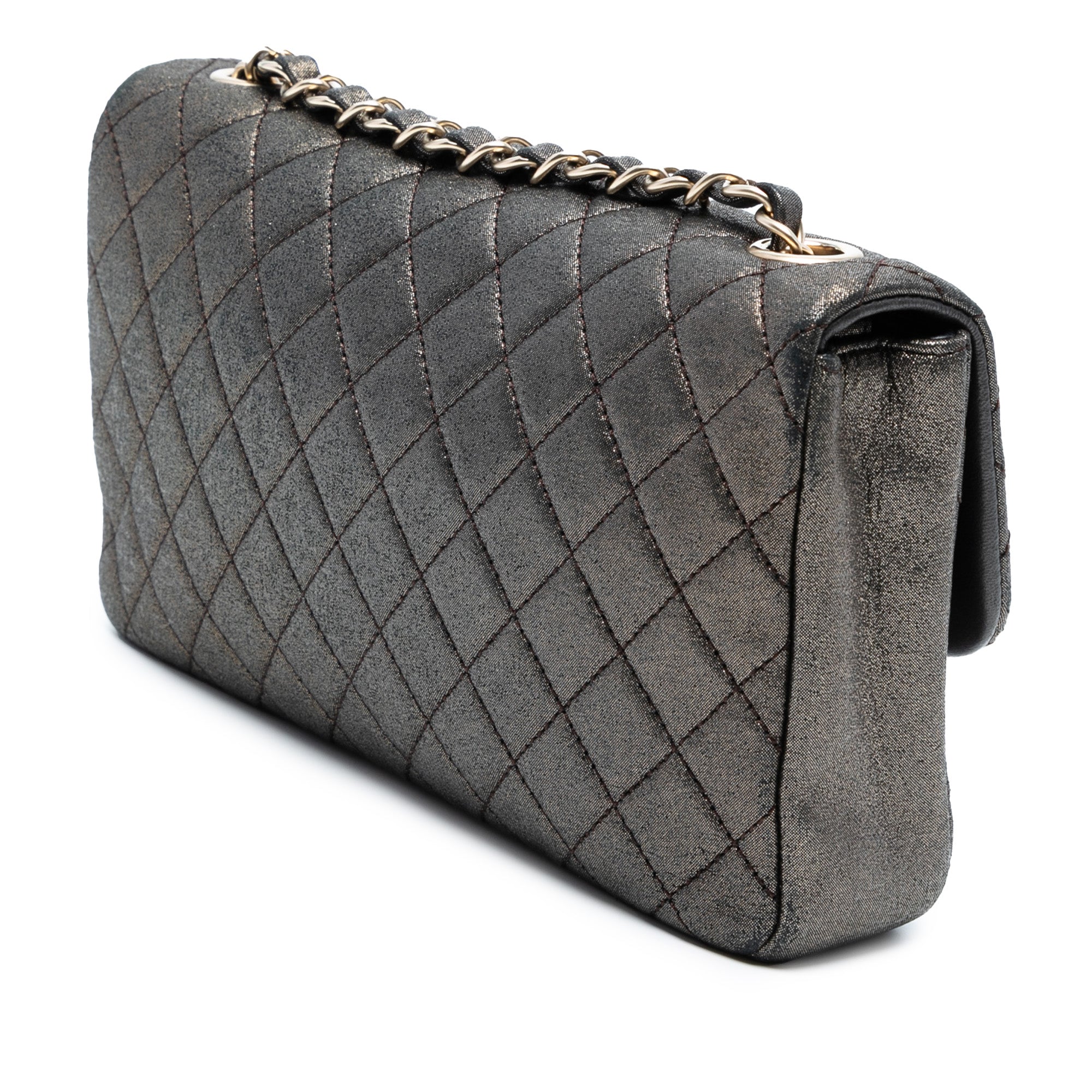 Small Quilted Iridescent Calfskin Crystal Single Flap