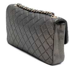 Small Quilted Iridescent Calfskin Crystal Single Flap