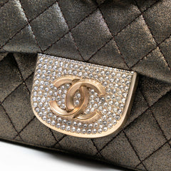 Small Quilted Iridescent Calfskin Crystal Single Flap
