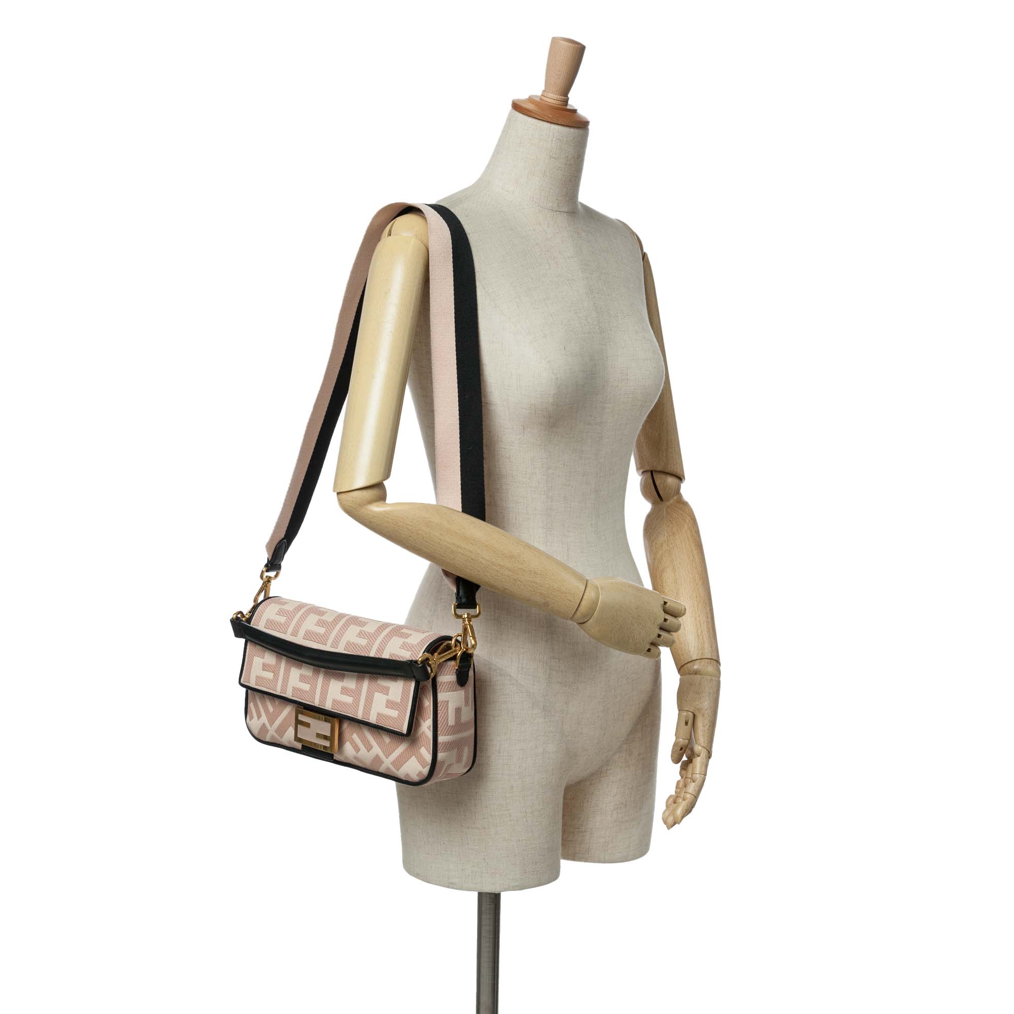 Zucca Embroidered Canvas Baguette Satchel