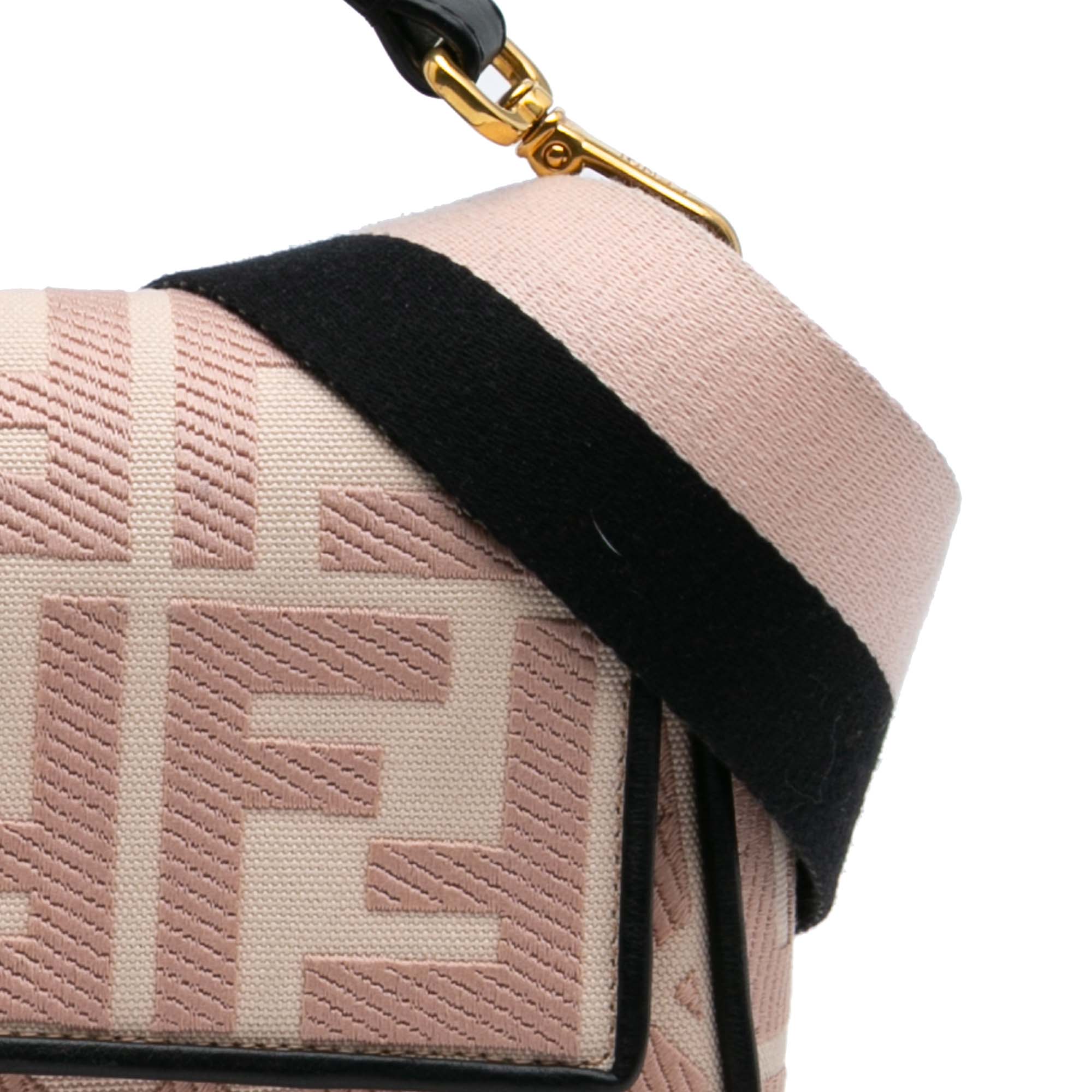 Zucca Embroidered Canvas Baguette Satchel