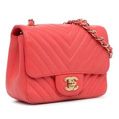 Mini Square Classic Chevron Lambskin Single Flap_1