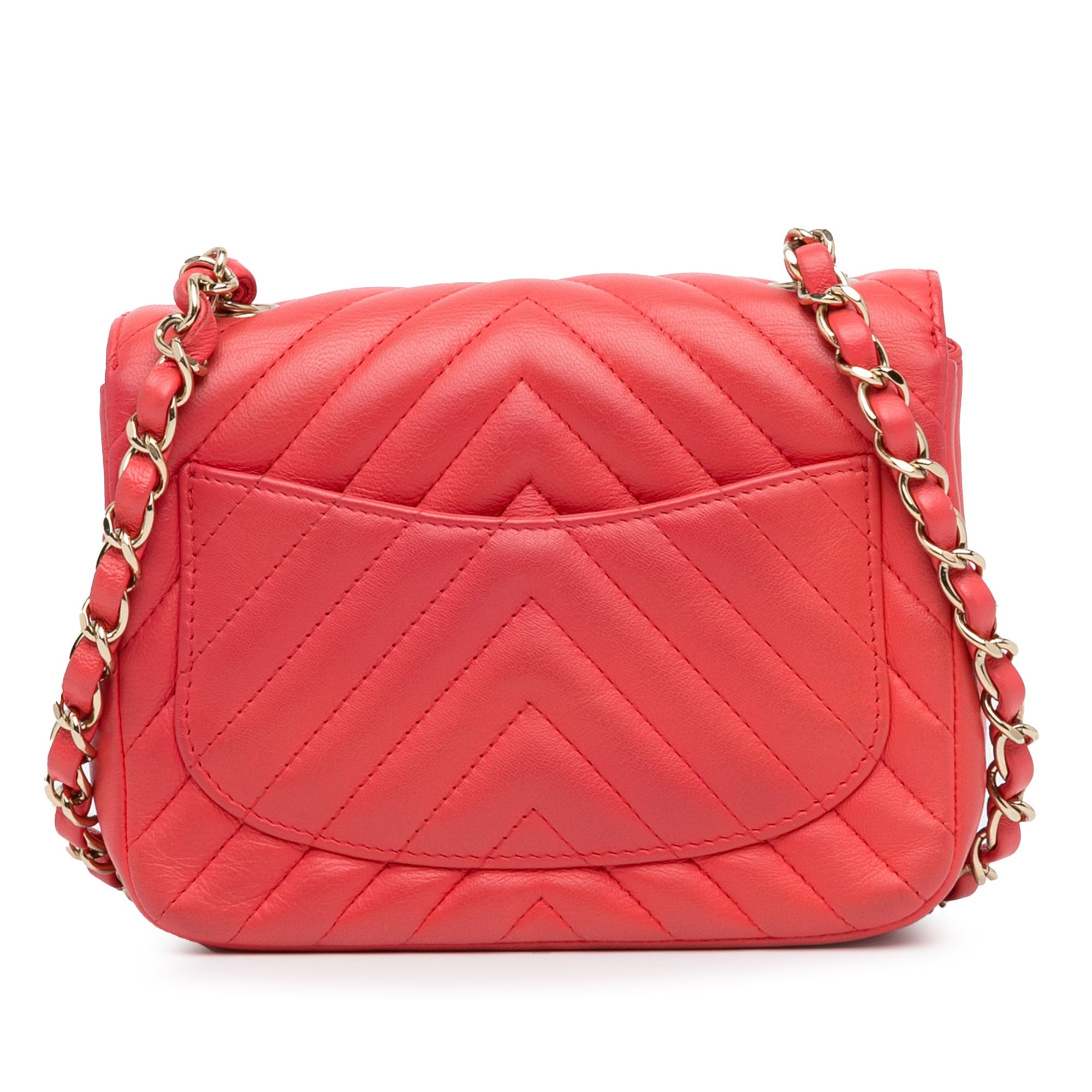 Mini Square Classic Chevron Lambskin Single Flap_3