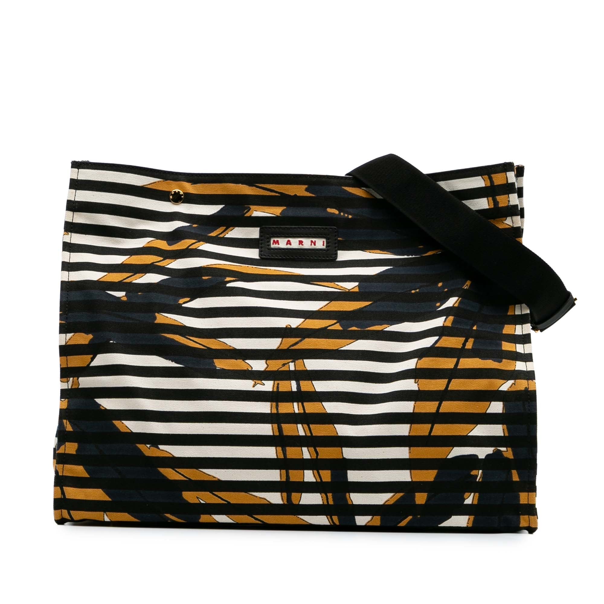 Printed Canvas Striped Floral Crossbody