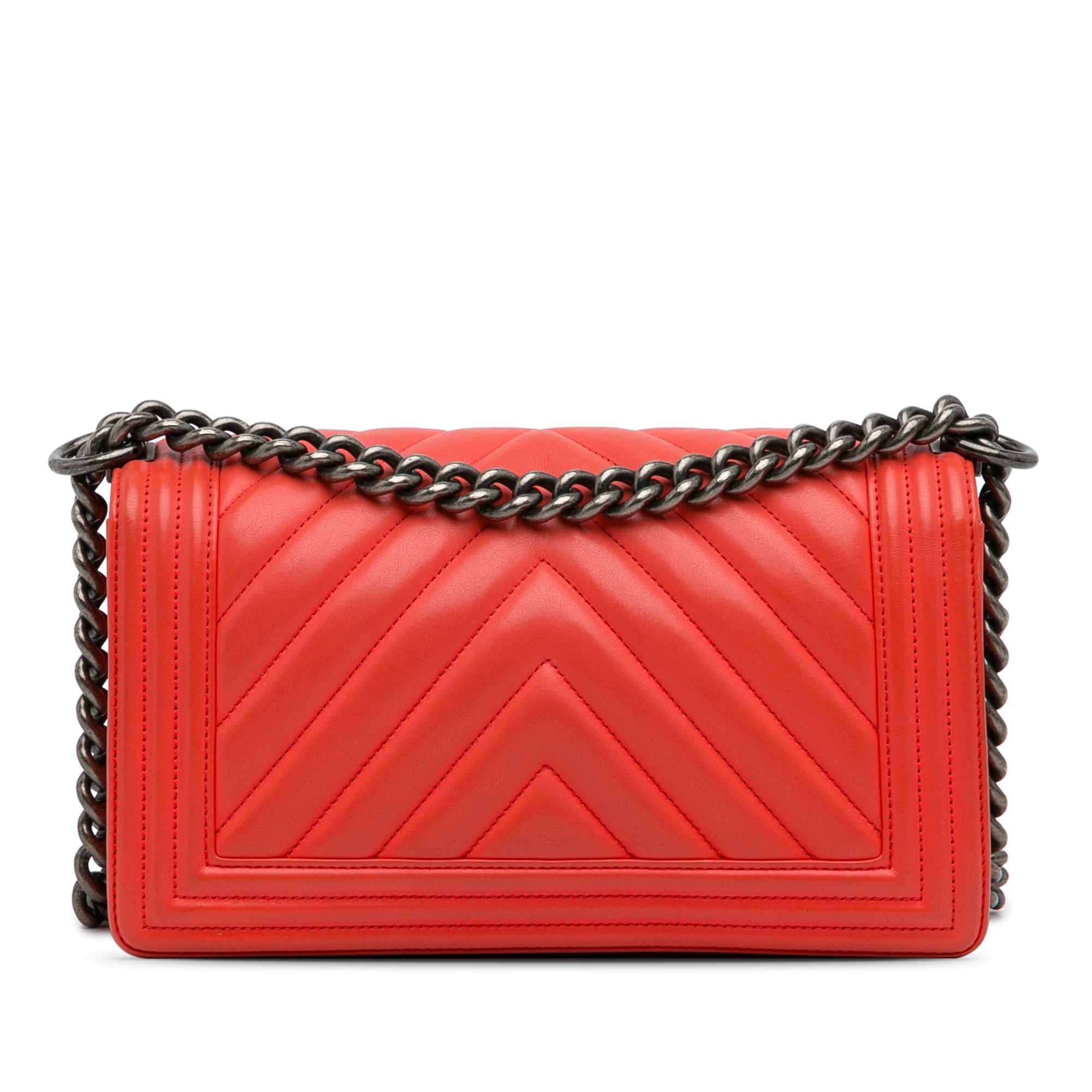 Medium Calfskin Chevron Boy Flap