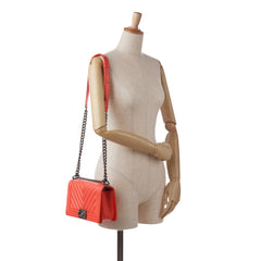 Medium Calfskin Chevron Boy Flap