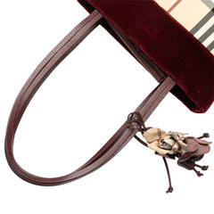 Velvet Trimmed House Check Canvas Tote