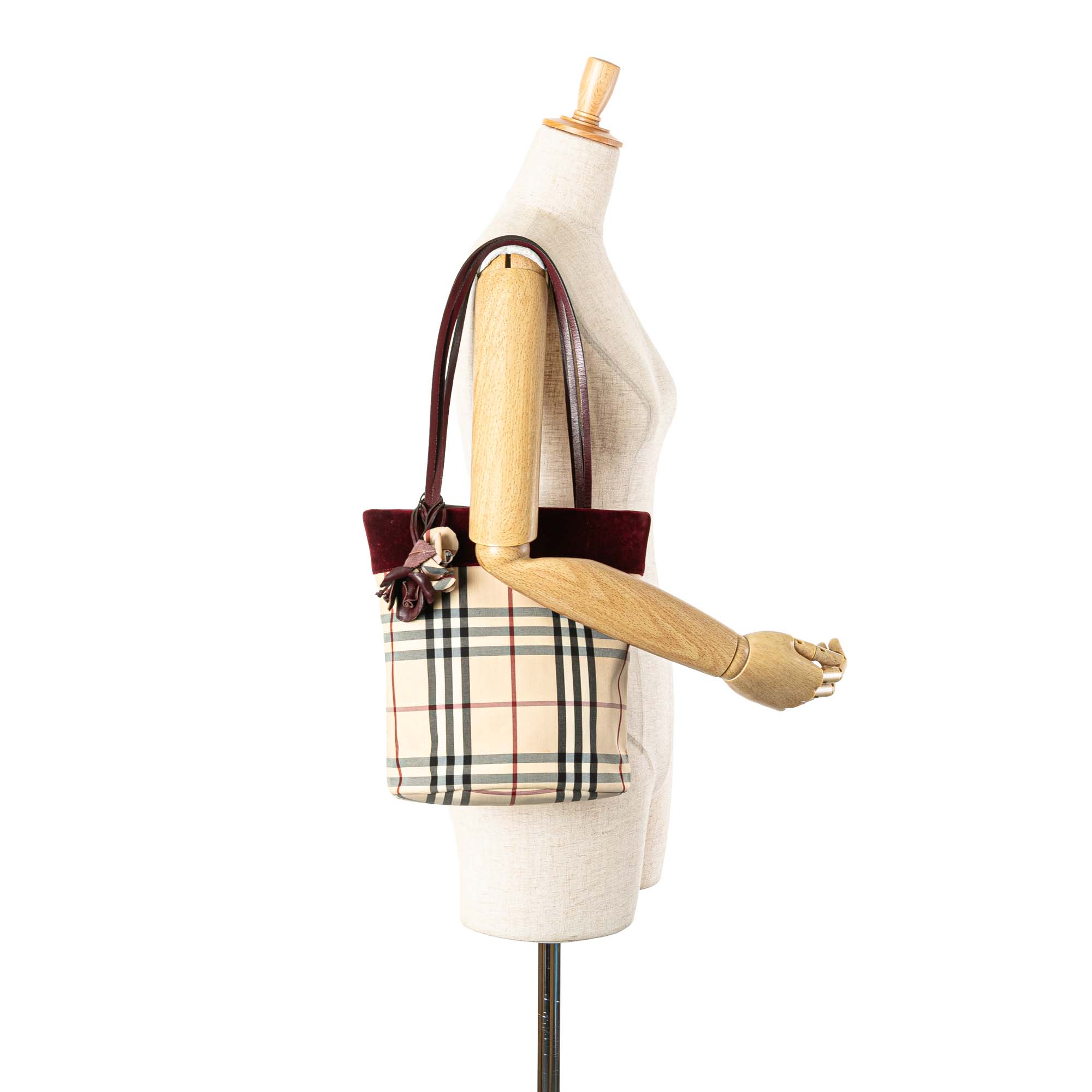Velvet Trimmed House Check Canvas Tote