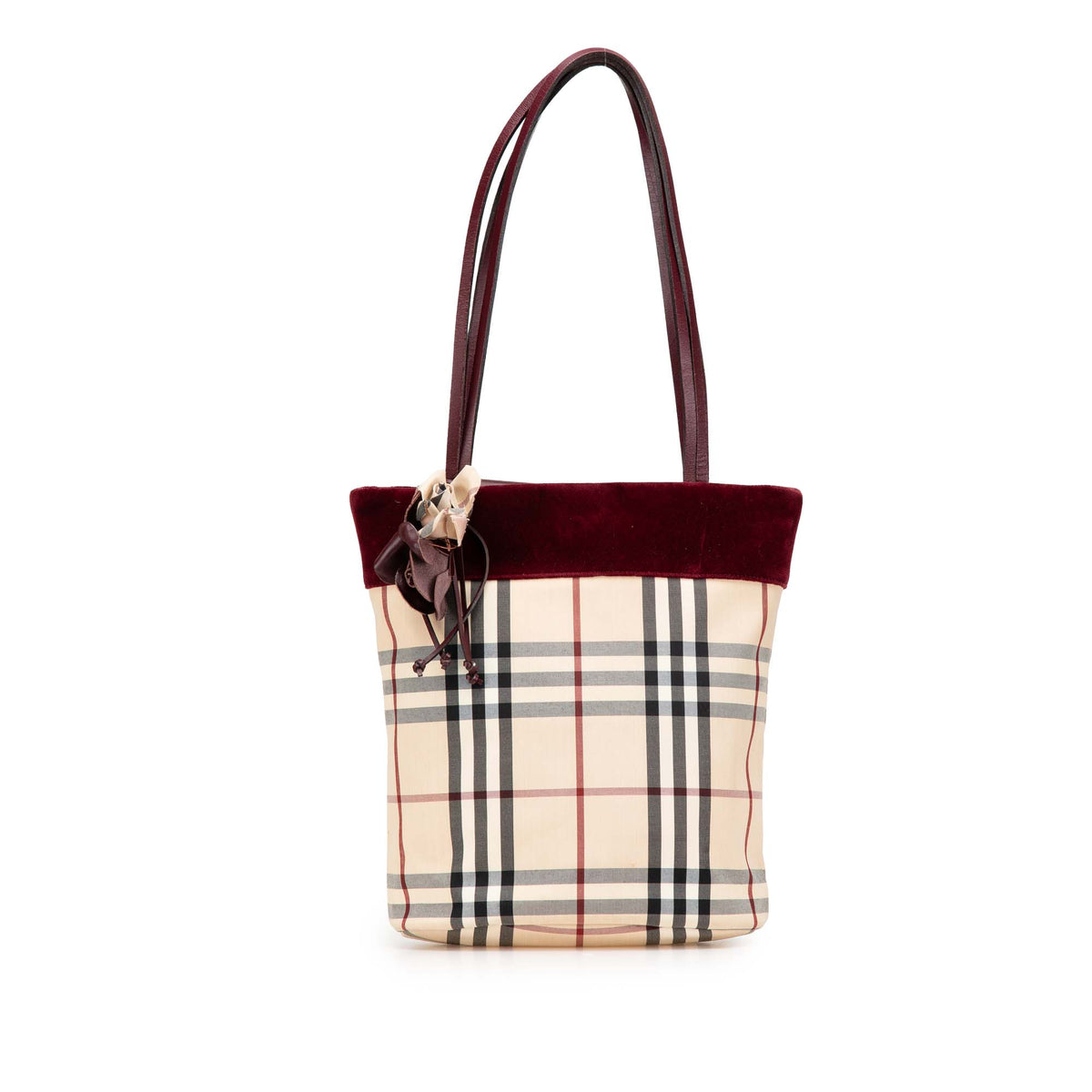 Velvet Trimmed House Check Canvas Tote