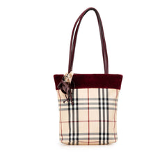 Velvet Trimmed House Check Canvas Tote