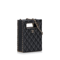 Mini Caviar Chain Around Cut Out Evening Bag