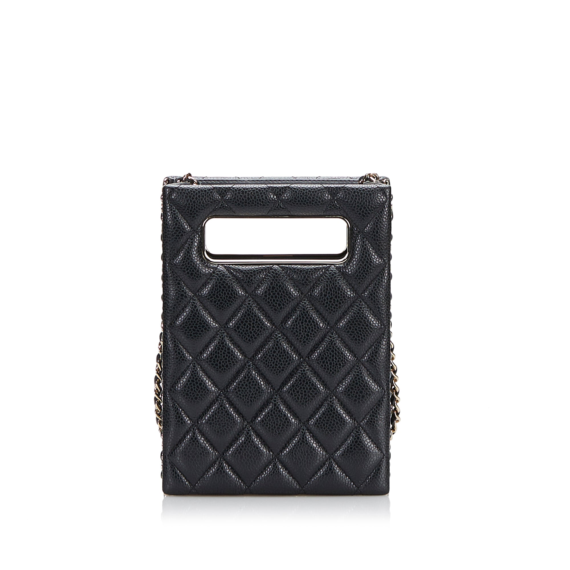 Mini Caviar Chain Around Cut Out Evening Bag