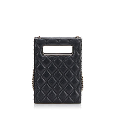 Mini Caviar Chain Around Cut Out Evening Bag