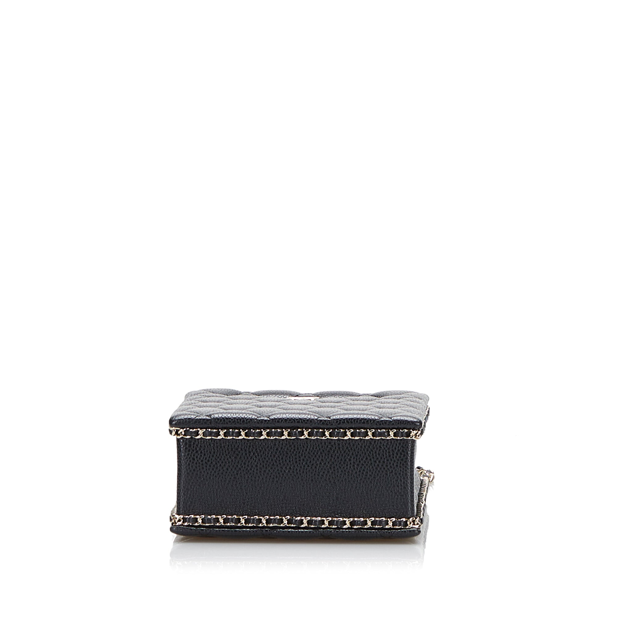 Mini Caviar Chain Around Cut Out Evening Bag