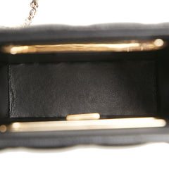 Mini Caviar Chain Around Cut Out Evening Bag