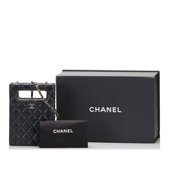 Mini Caviar Chain Around Cut Out Evening Bag