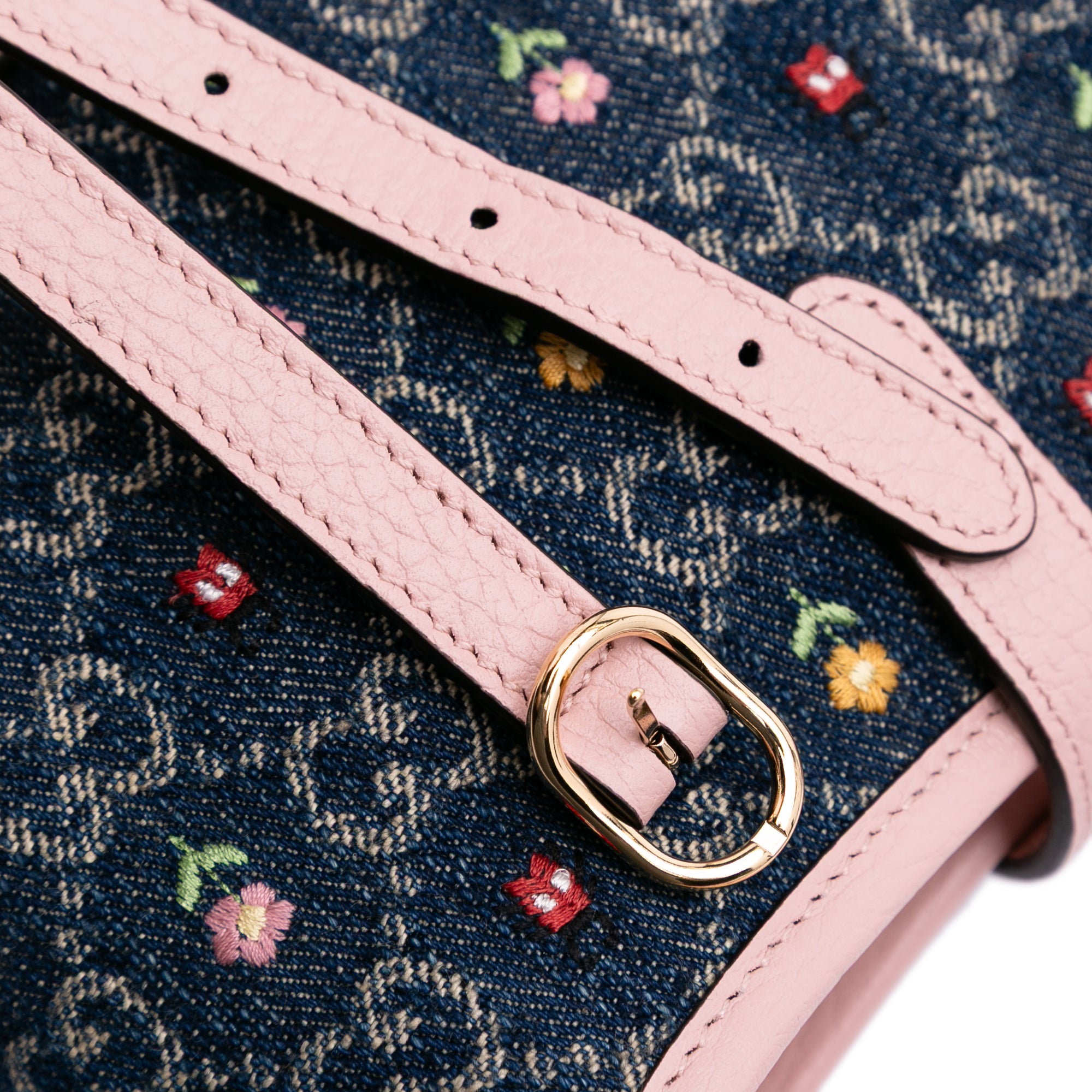 Limited Edition Mini GG Embroidered Denim Floral Jackie 1961 Crossbody