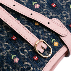 Limited Edition Mini GG Embroidered Denim Floral Jackie 1961 Crossbody