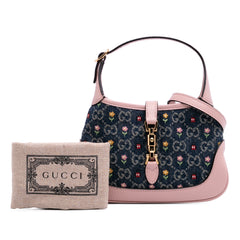 Limited Edition Mini GG Embroidered Denim Floral Jackie 1961 Crossbody