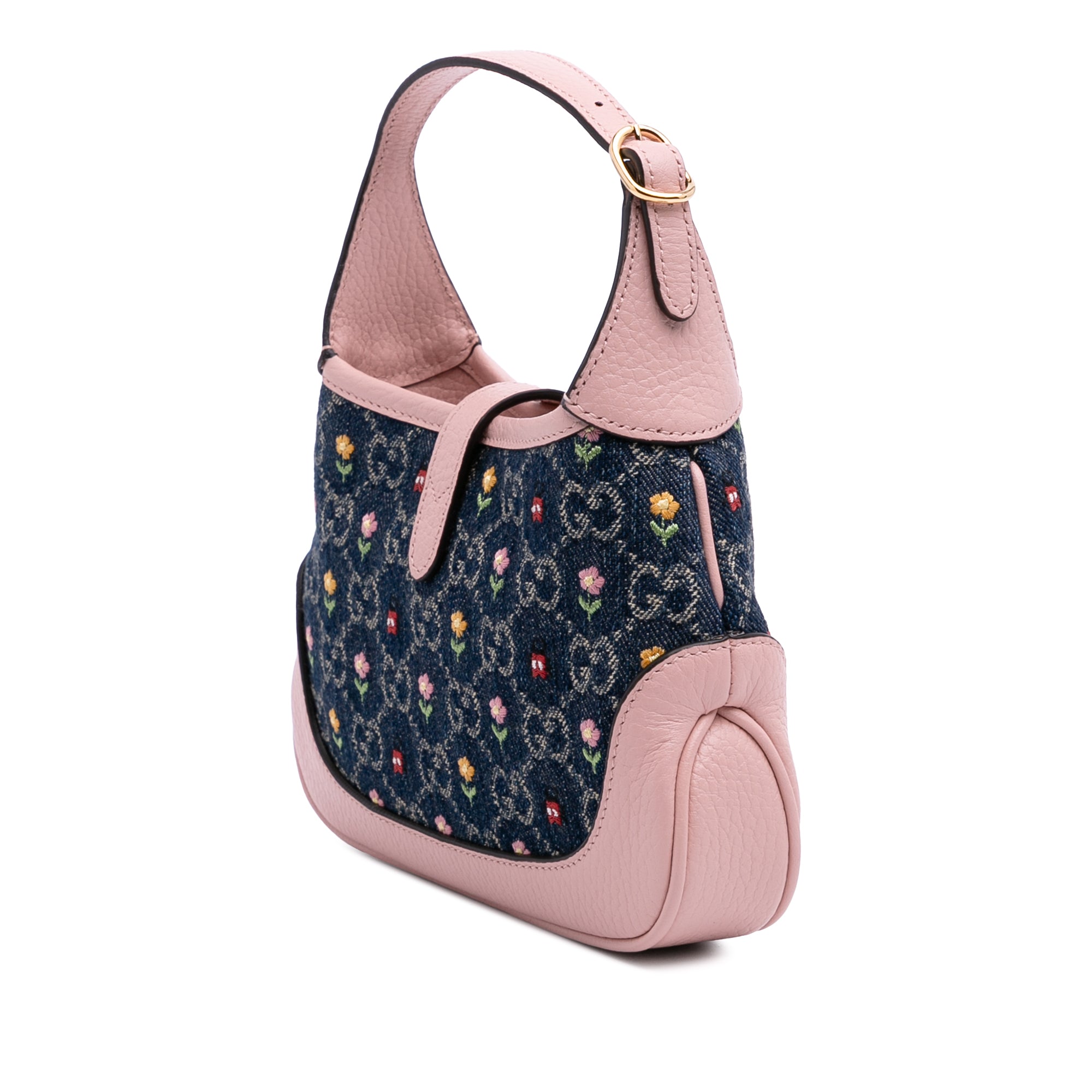 Limited Edition Mini GG Embroidered Denim Floral Jackie 1961 Crossbody