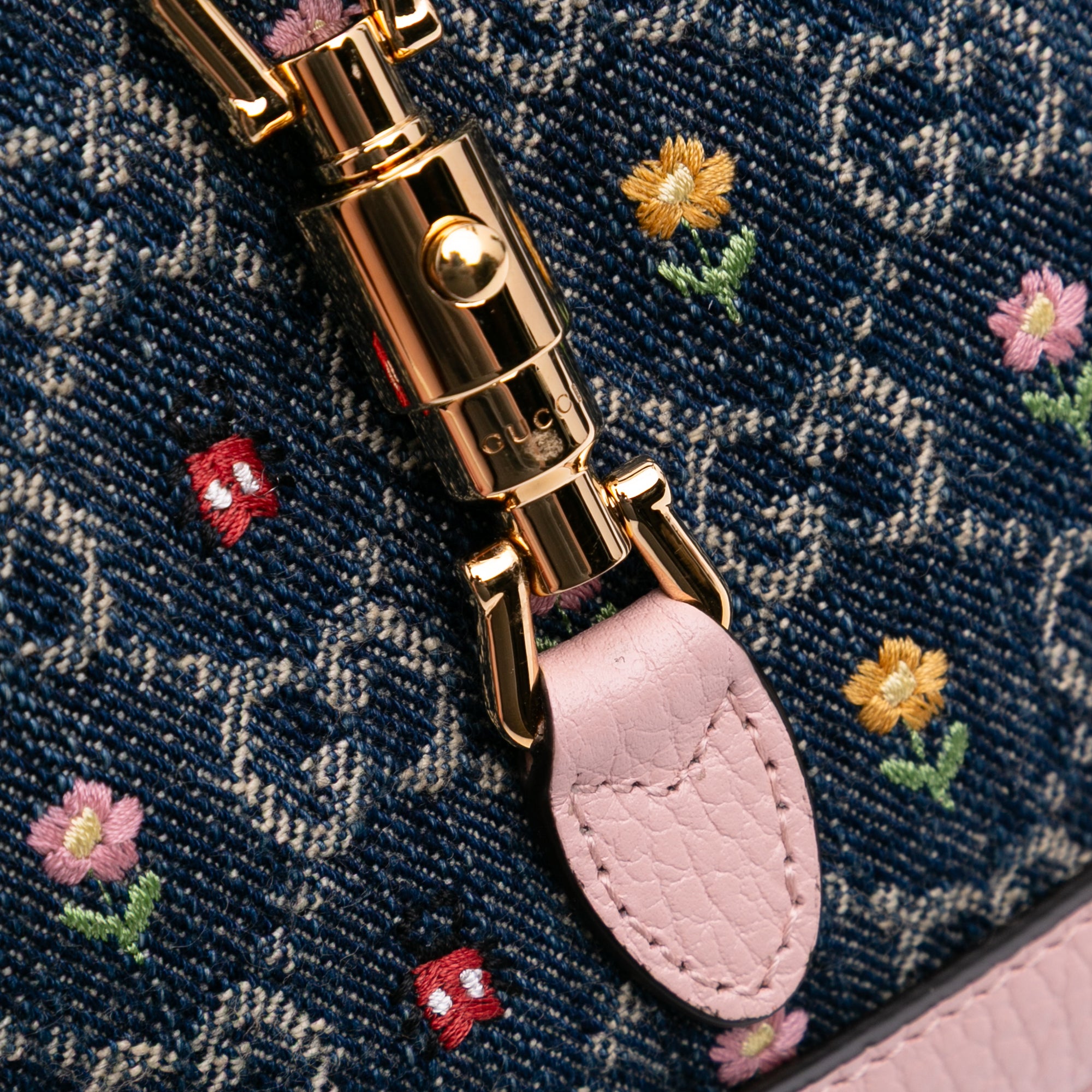 Limited Edition Mini GG Embroidered Denim Floral Jackie 1961 Crossbody