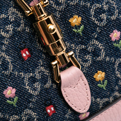 Limited Edition Mini GG Embroidered Denim Floral Jackie 1961 Crossbody