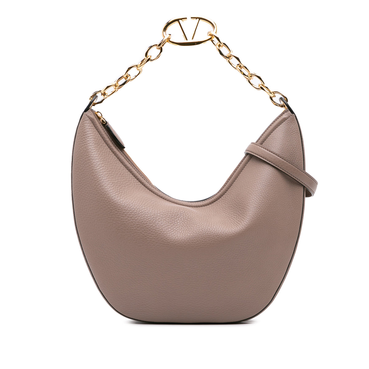 Medium Grainy Calfskin VLogo Moon Hobo