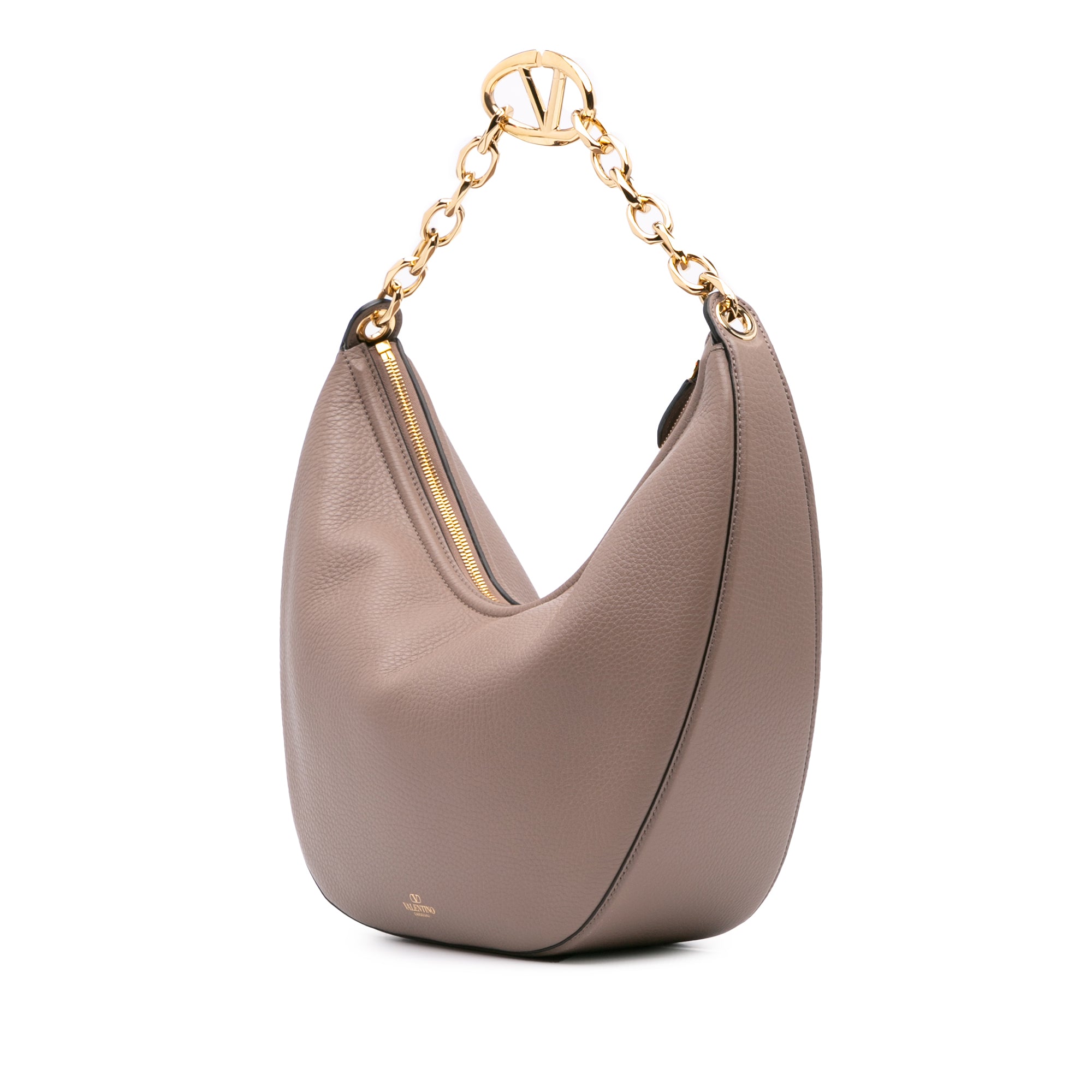 Medium Grainy Calfskin VLogo Moon Hobo